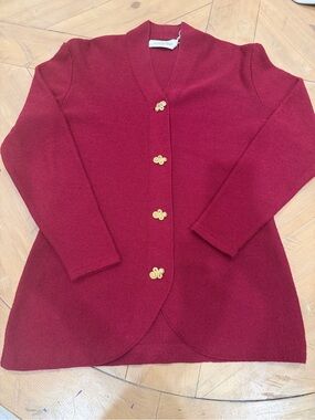 Vintage Steve Fabrikant Classic Red Gold Button Cardigan M
